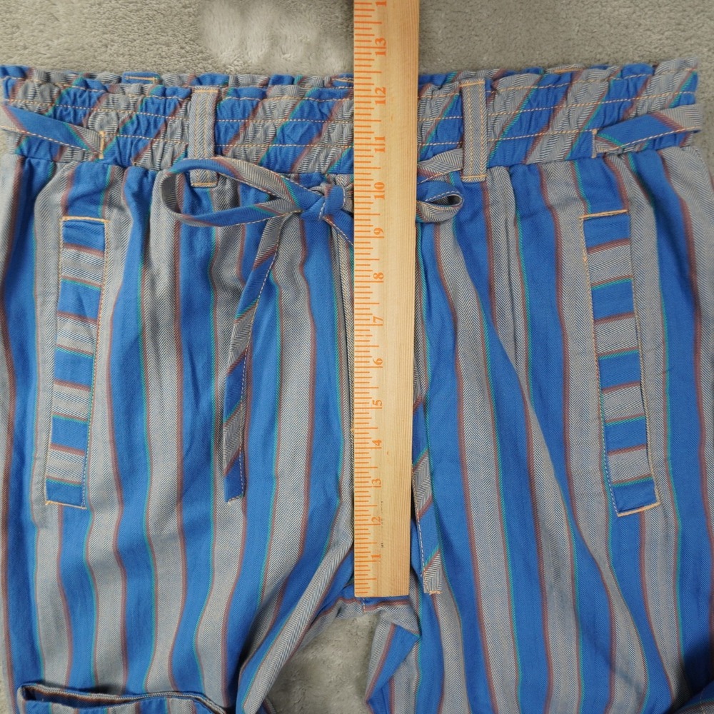 Free People Marielle Pull-On Pants Womens Small Blue Stripe Beach Ankle - Picture 8 of 11